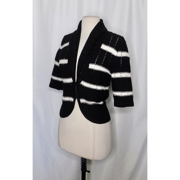 WHBM Striped Shawl Cardigan Sweater Metallic White House Black Market Small - Picture 4 of 10